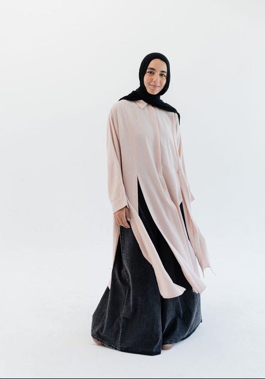 Multi Slits Shirt - Powder Blush