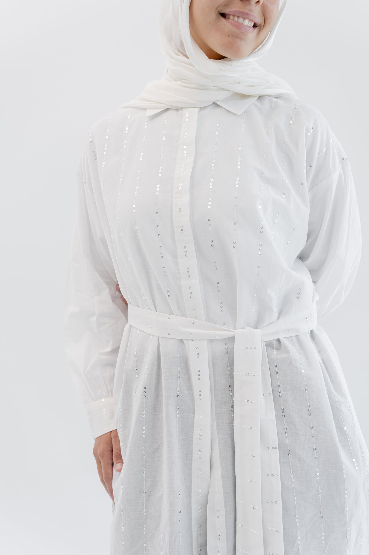 Sequin Silhouette Shirt - White