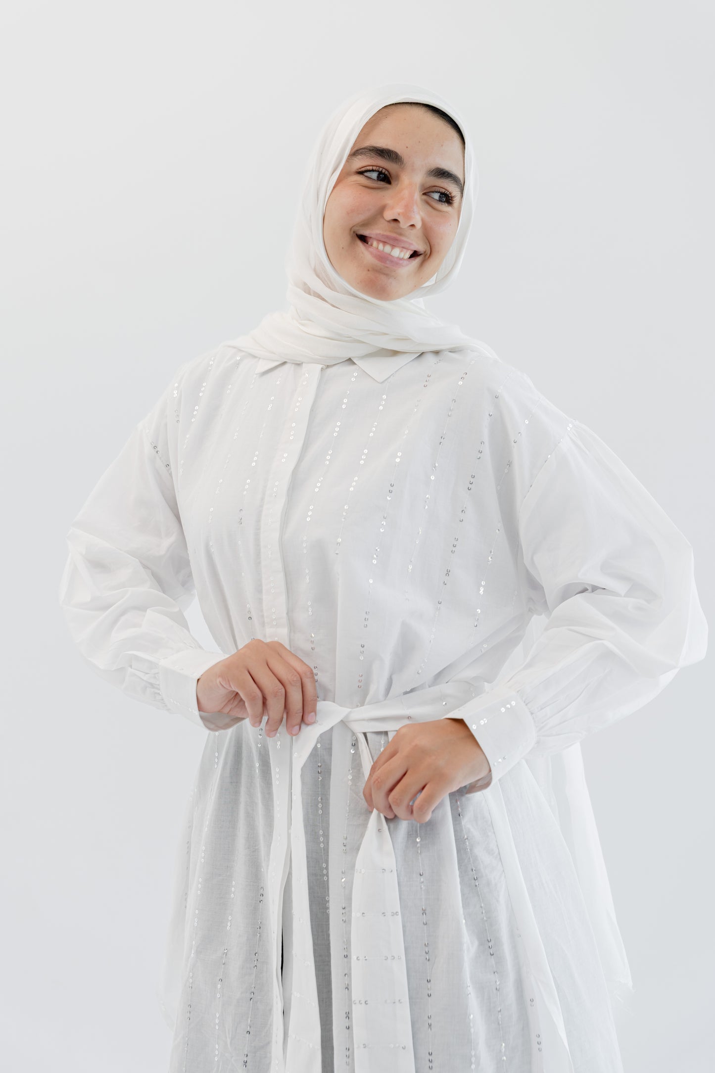 Sequin Silhouette Shirt - White