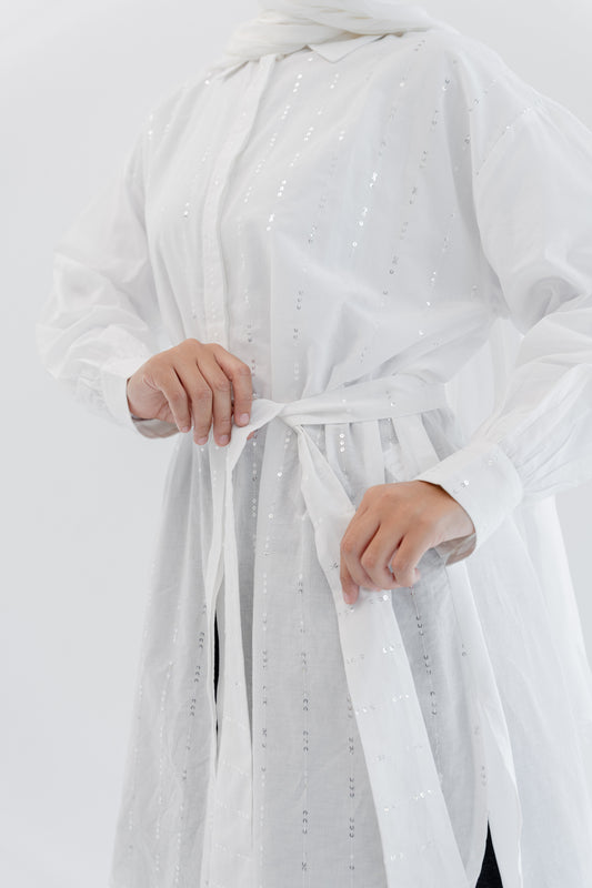 Sequin Silhouette Shirt - White