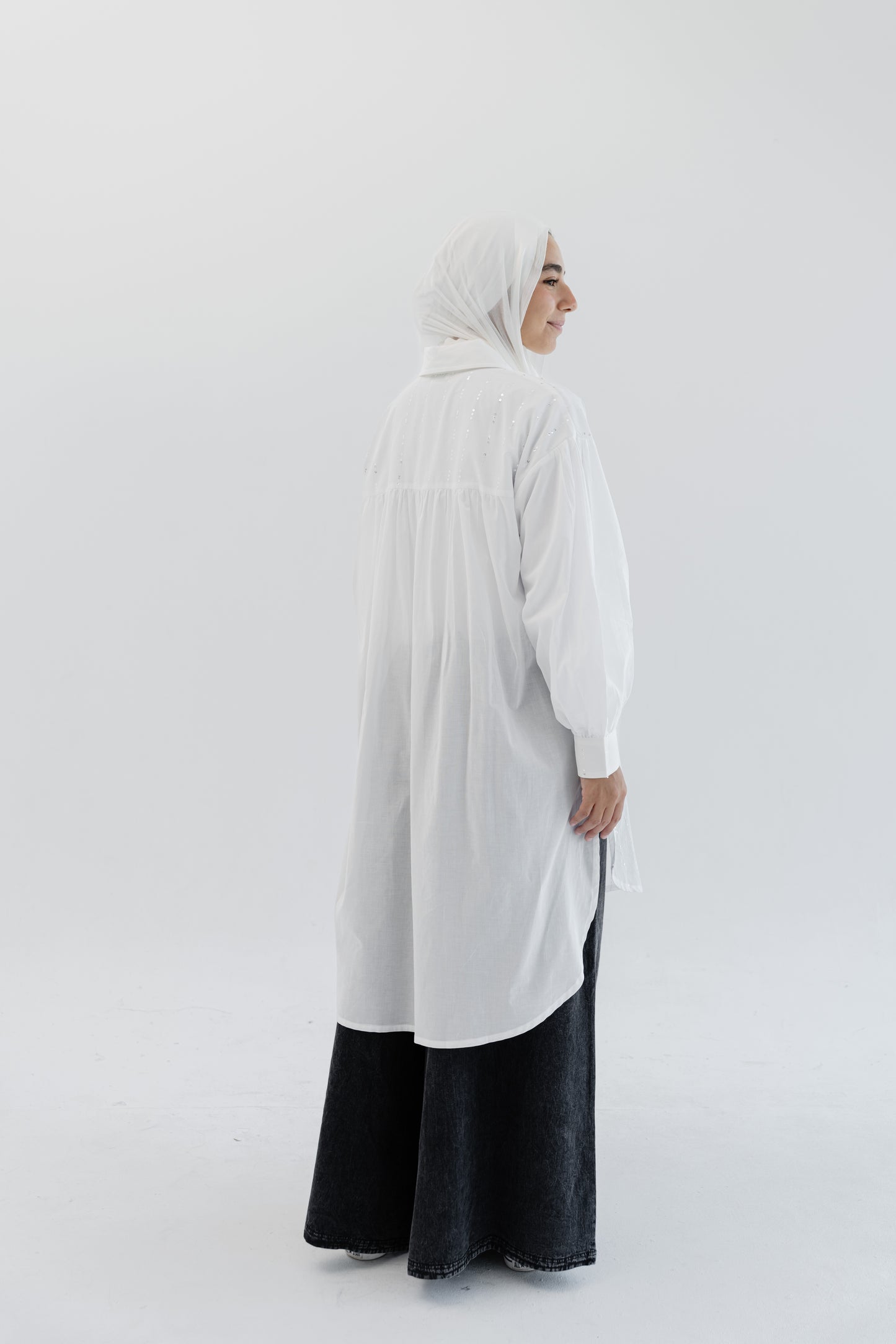 Sequin Silhouette Shirt - White