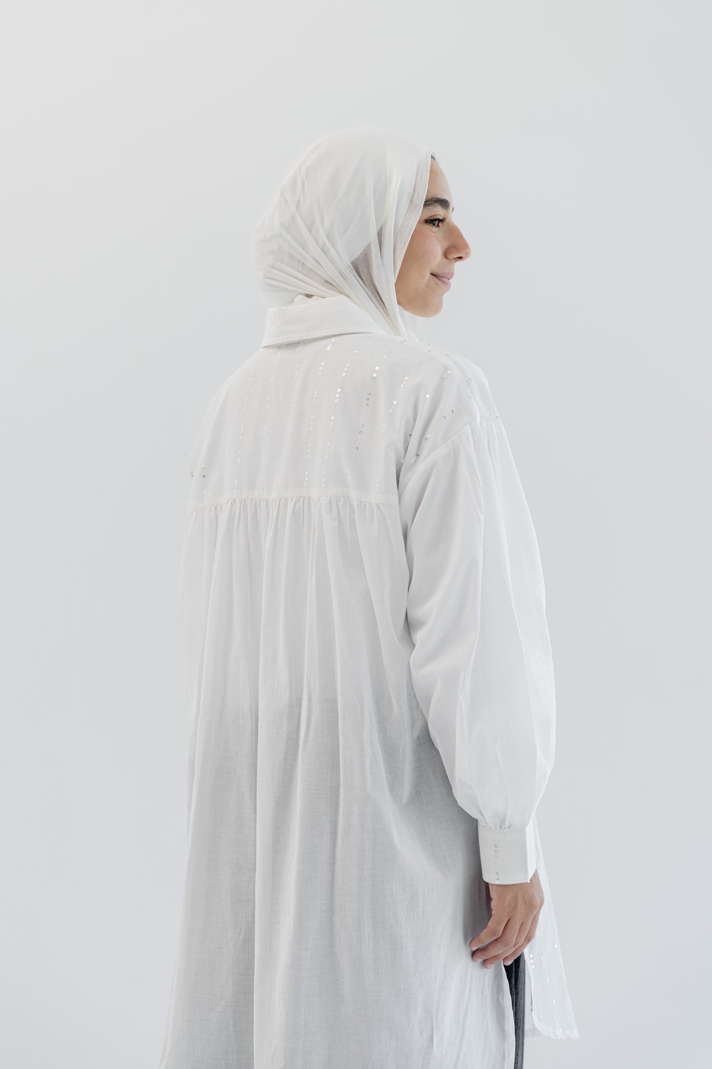 Sequin Silhouette Shirt - White