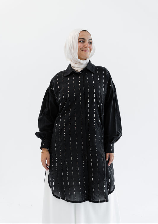 Sequin Silhouette Shirt - Black