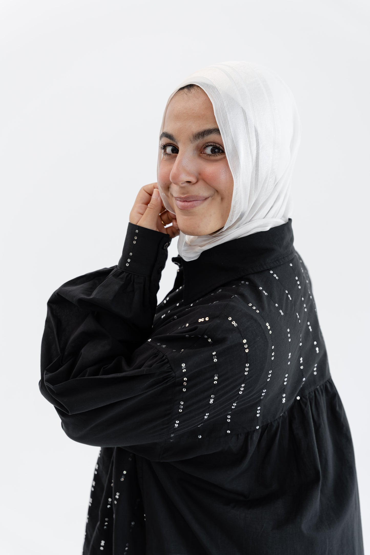 Sequin Silhouette Shirt - Black