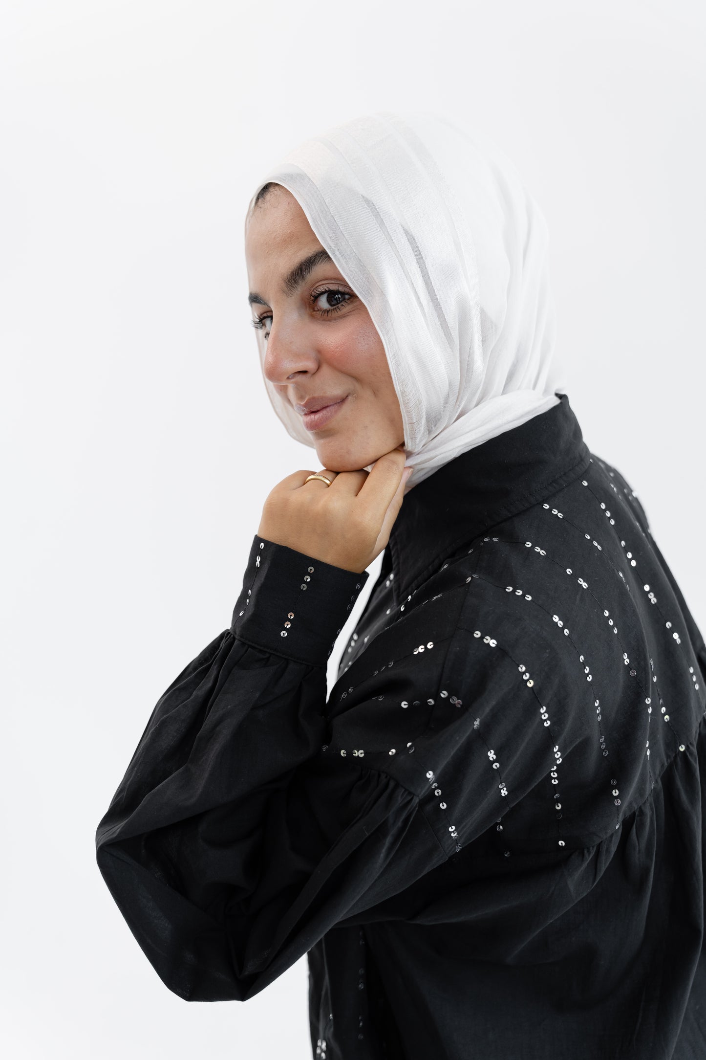Sequin Silhouette Shirt - Black