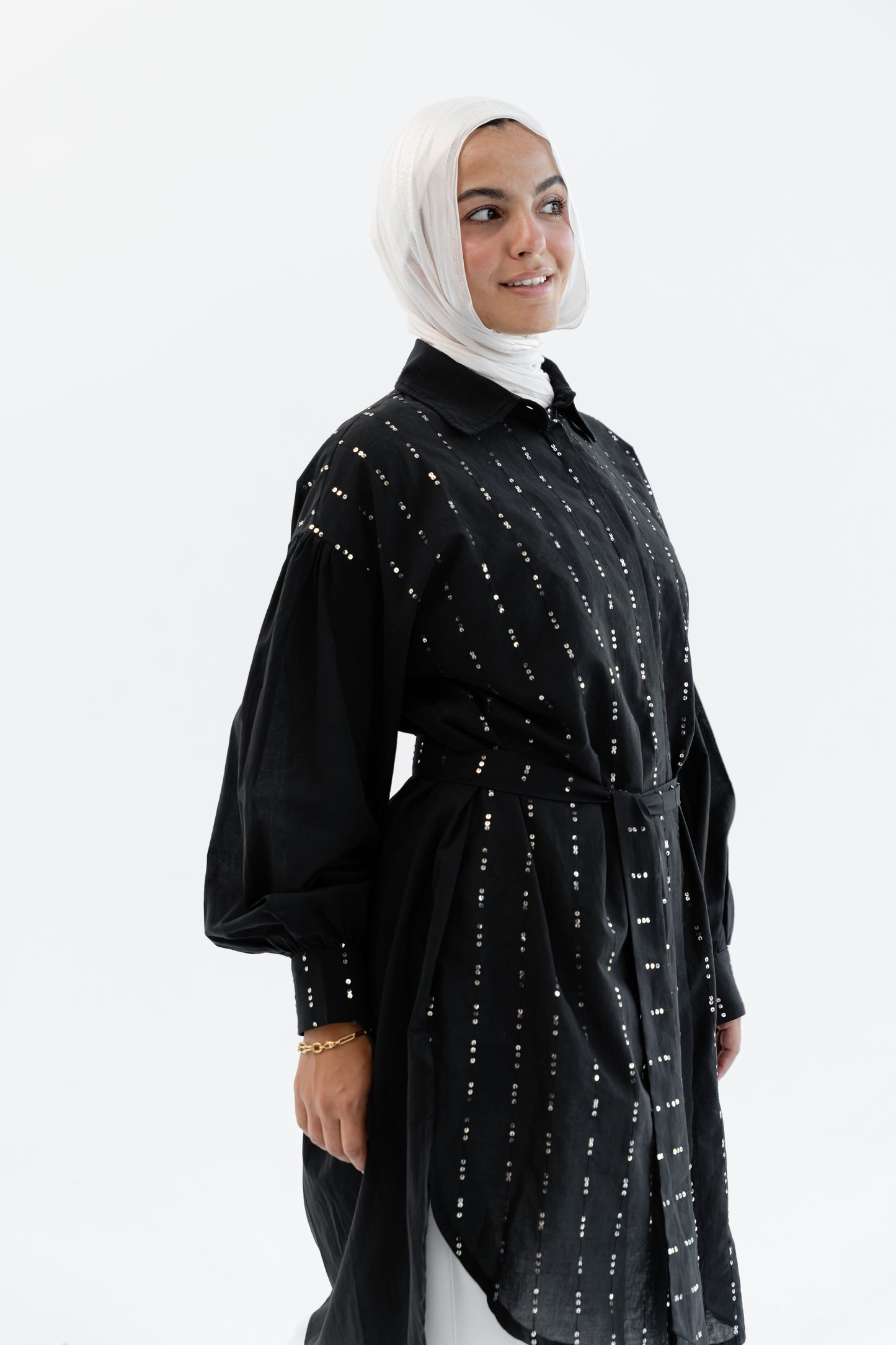 Sequin Silhouette Shirt - Black