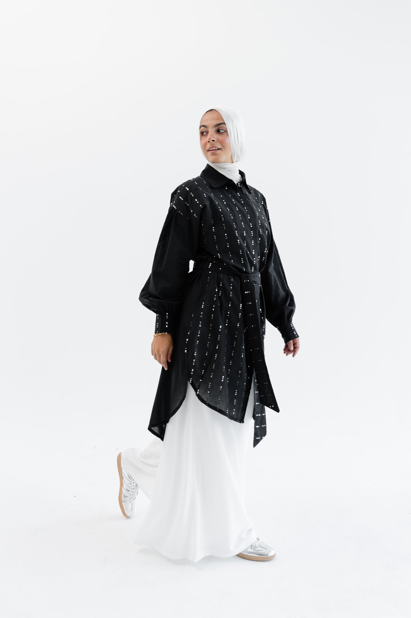 Sequin Silhouette Shirt - Black