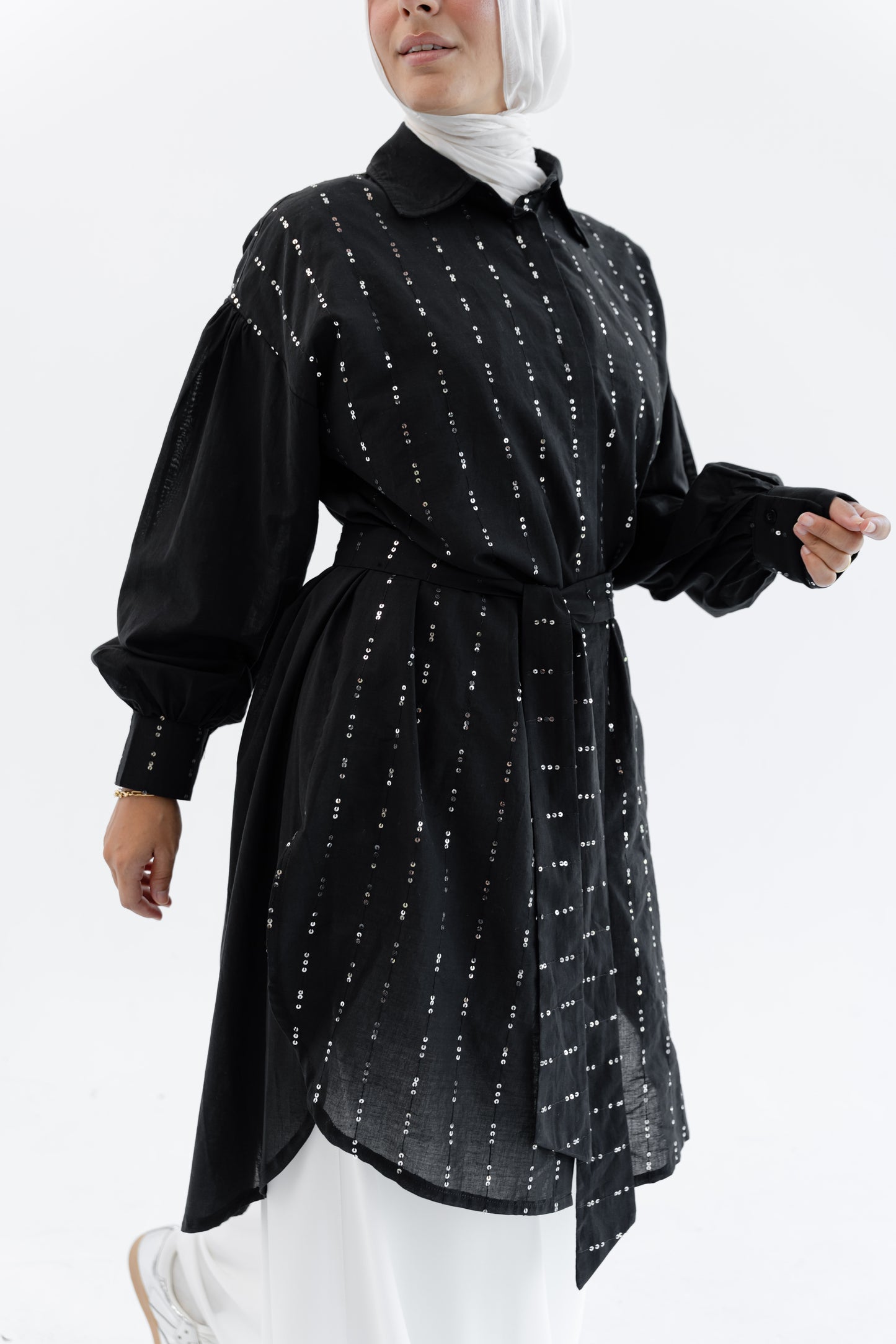 Sequin Silhouette Shirt - Black