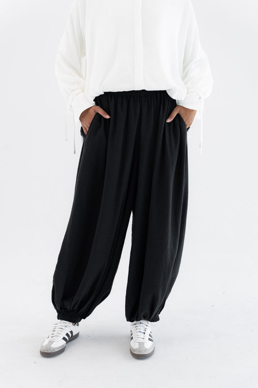 Balloon Linen Pants - Black