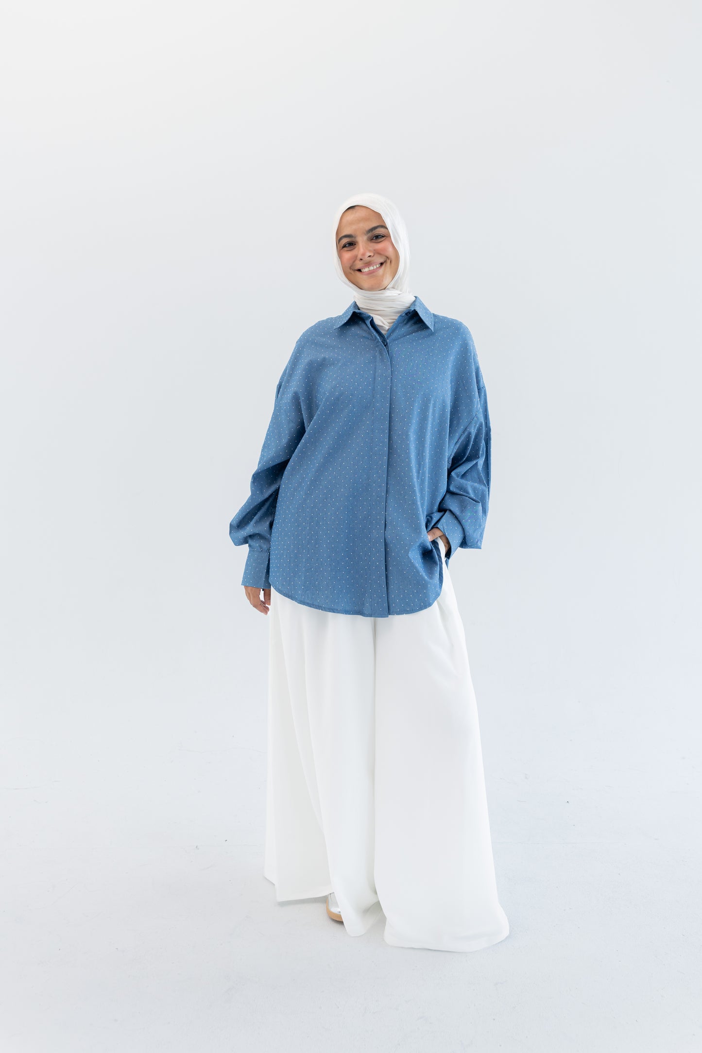 Glimmer Denim Shirt - Light Blue