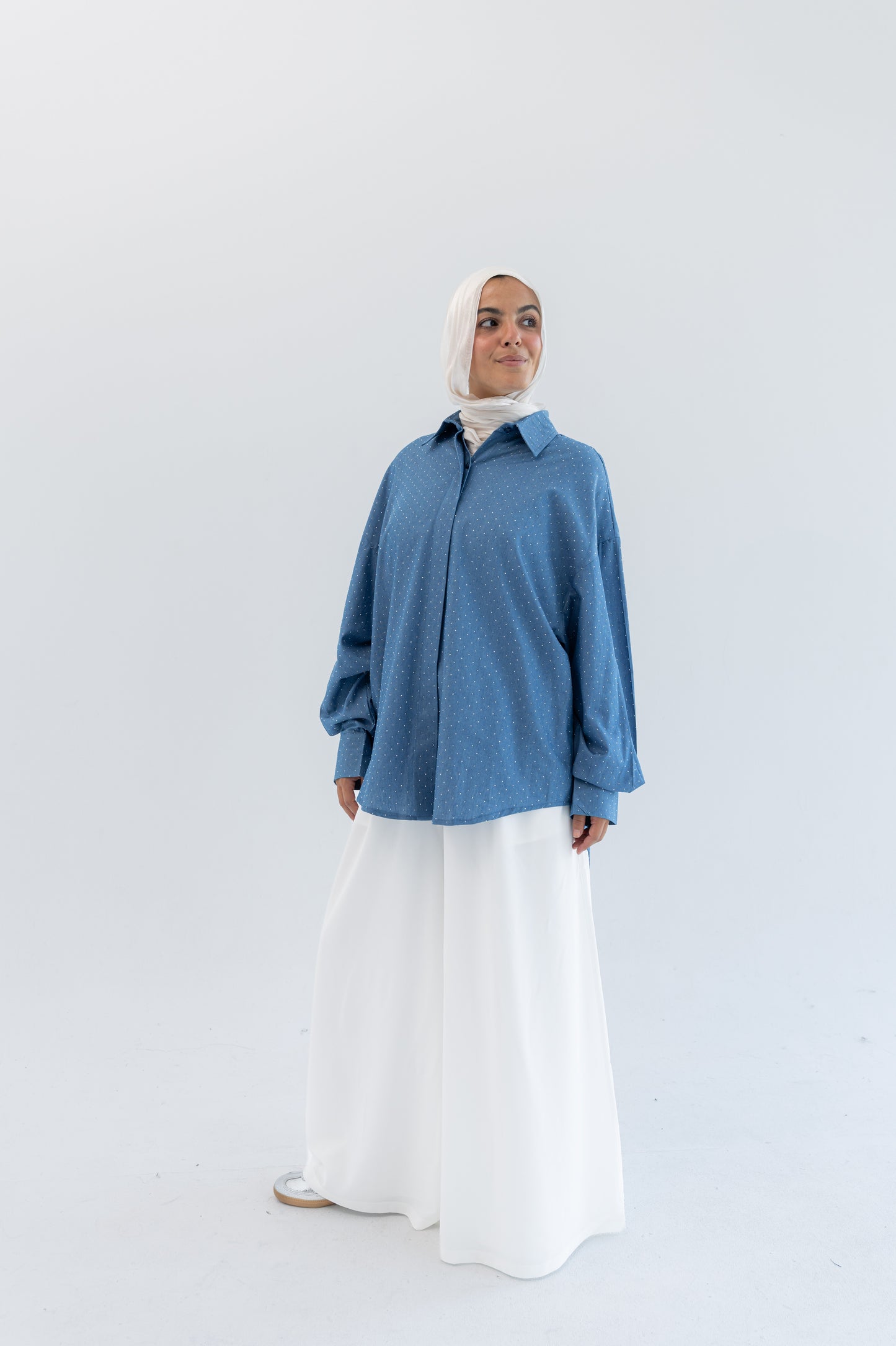 Glimmer Denim Shirt - Light Blue