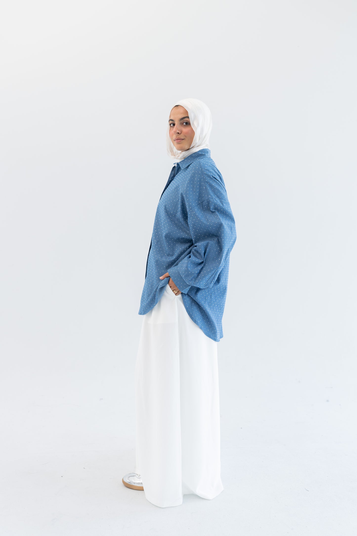 Glimmer Denim Shirt - Light Blue