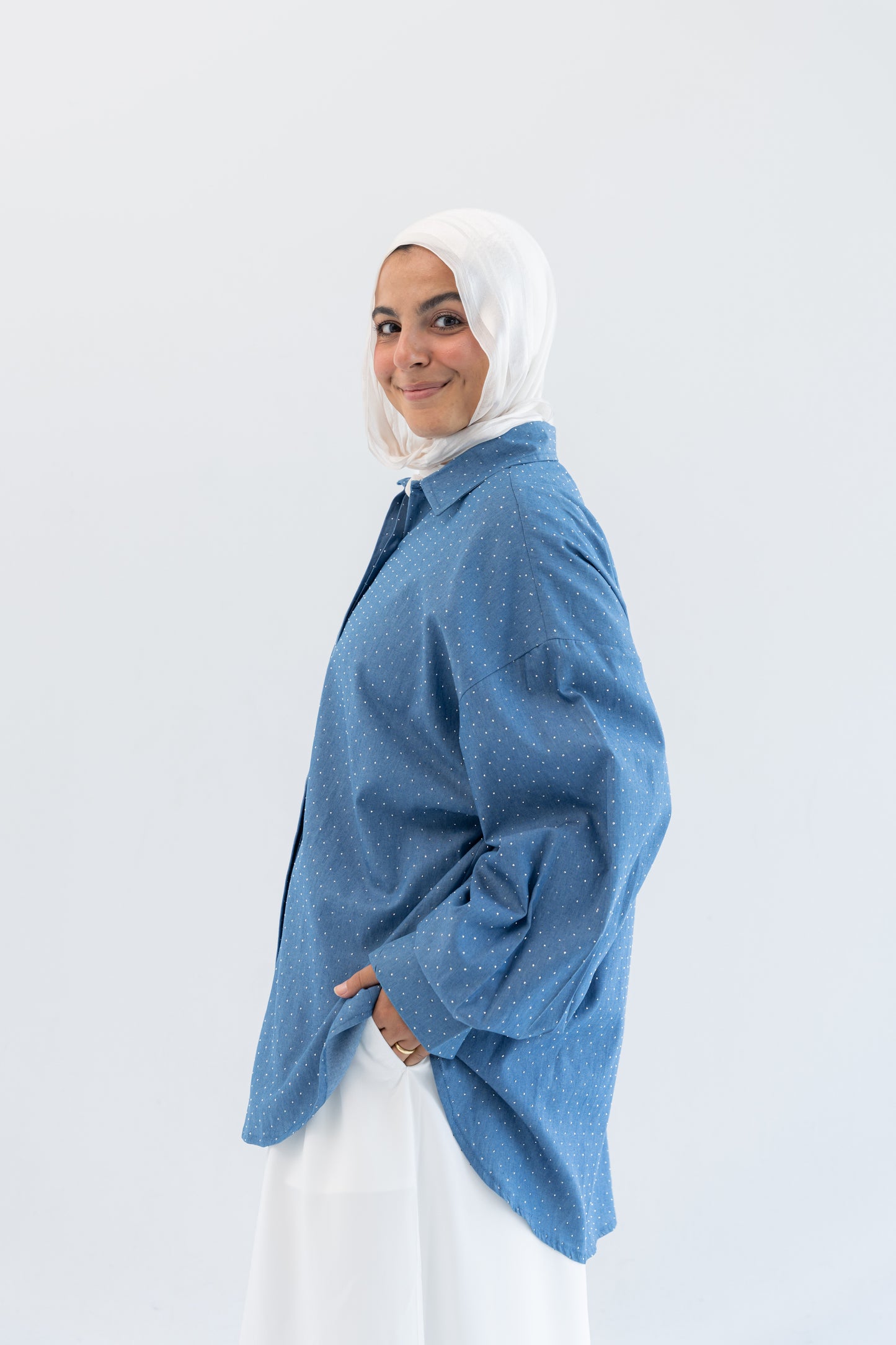 Glimmer Denim Shirt - Light Blue