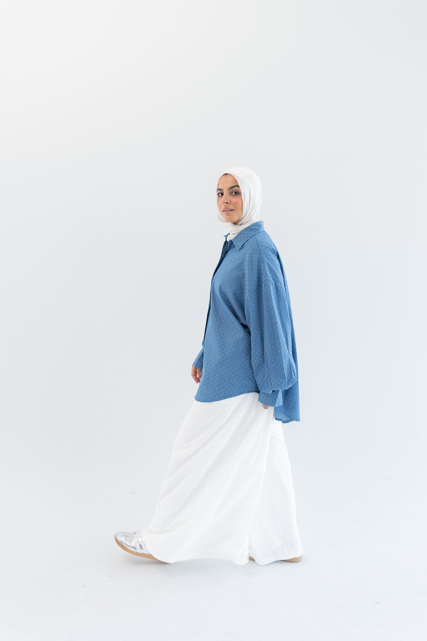 Glimmer Denim Shirt - Light Blue