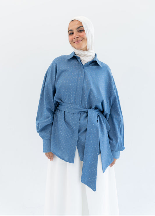 Glimmer Denim Shirt - Light Blue