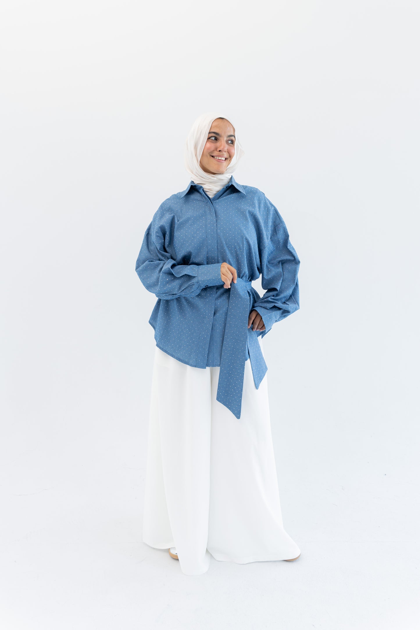 Glimmer Denim Shirt - Light Blue