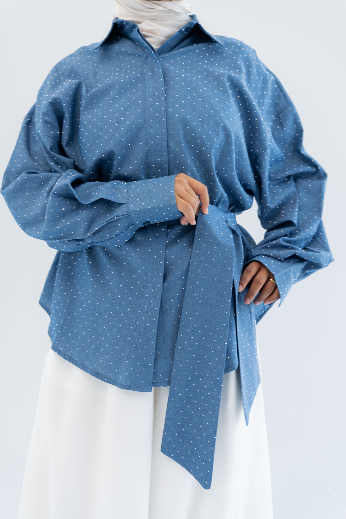 Glimmer Denim Shirt - Light Blue