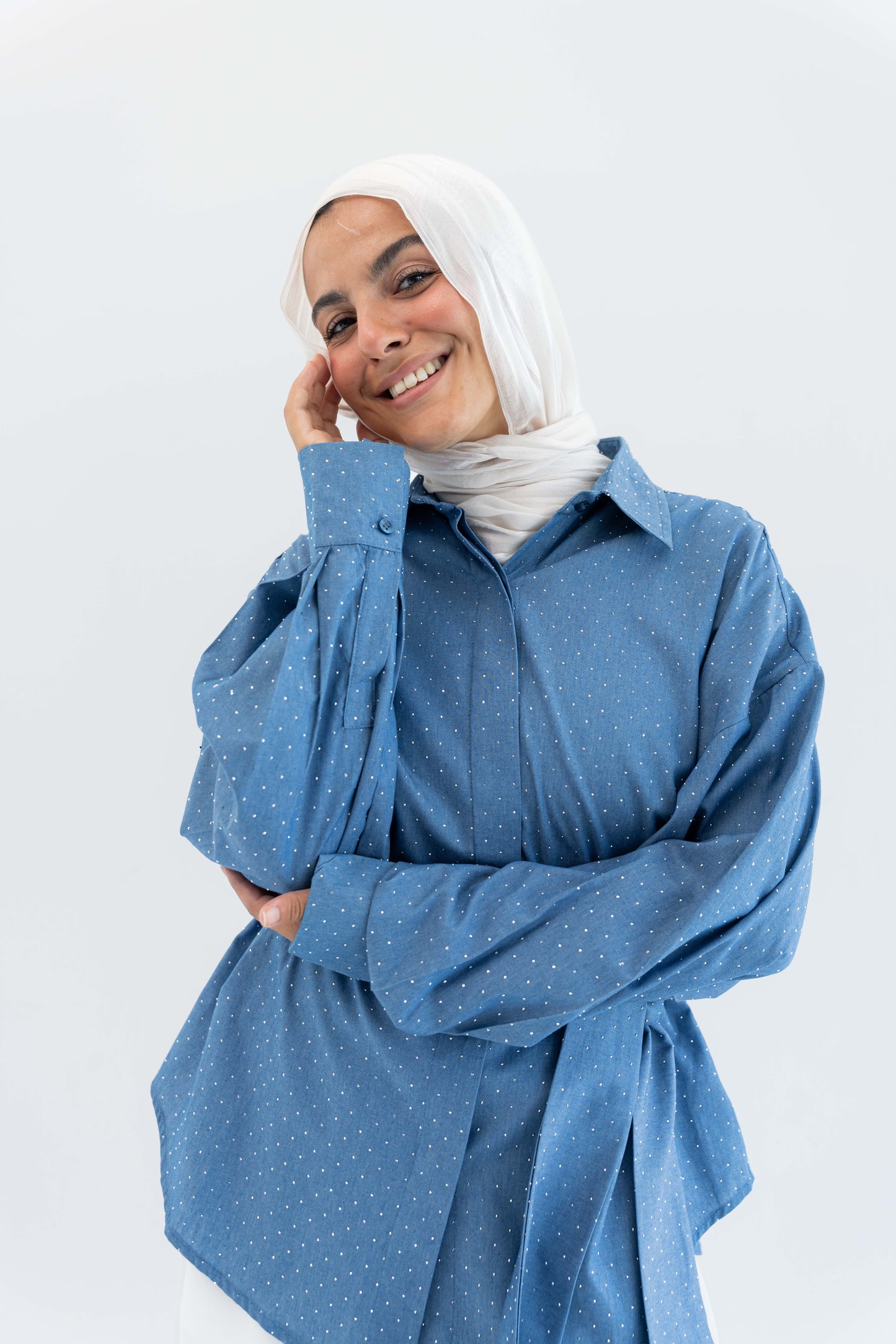 Glimmer Denim Shirt - Light Blue