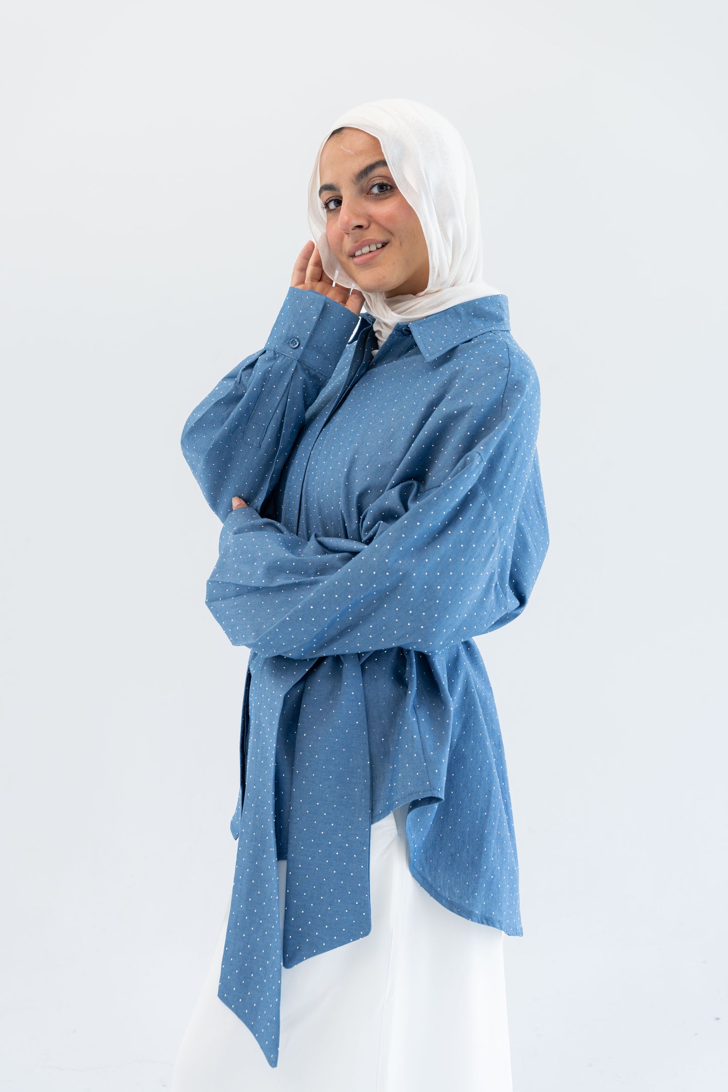 Glimmer Denim Shirt - Light Blue
