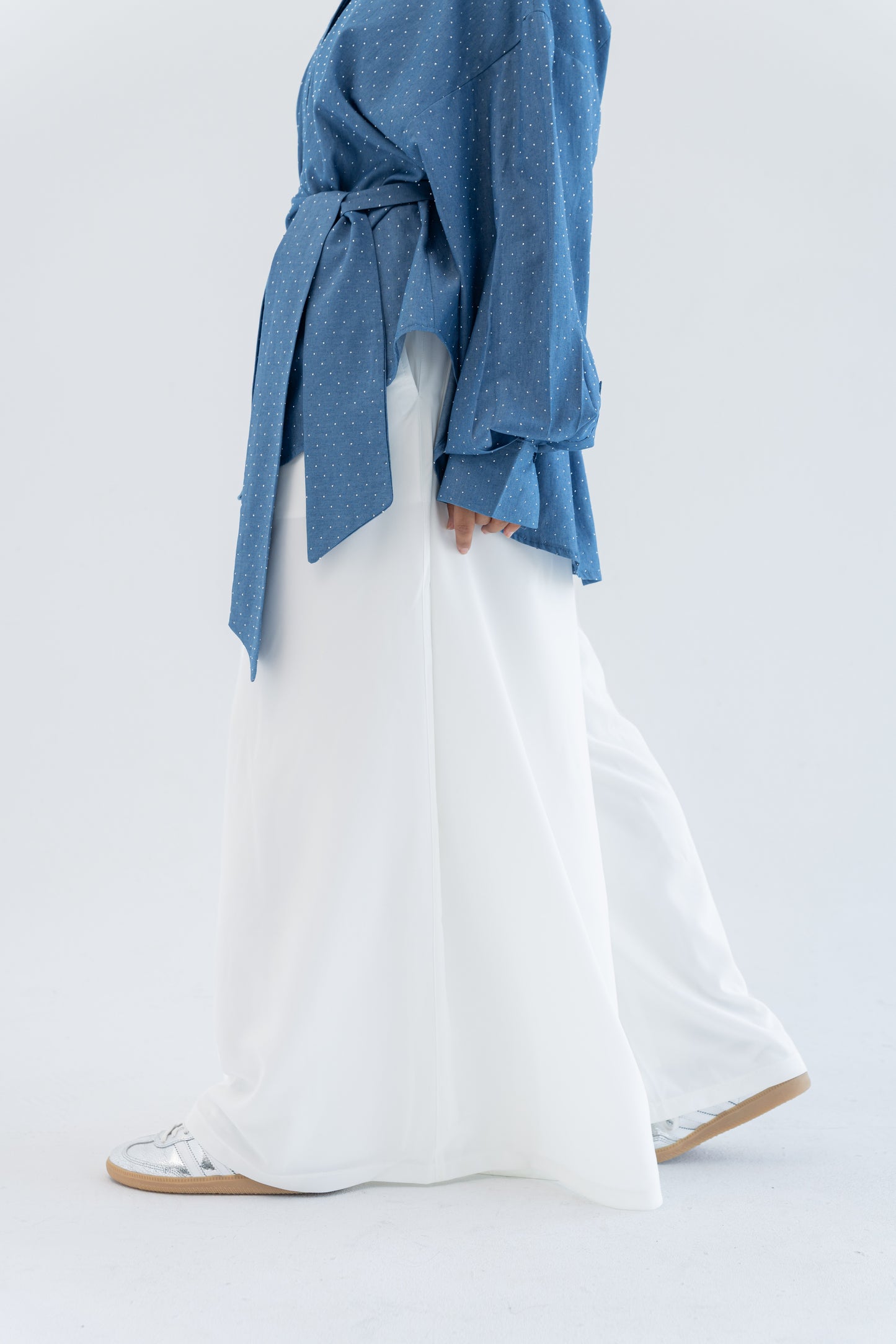 Crepe Wide Leg Pants - White