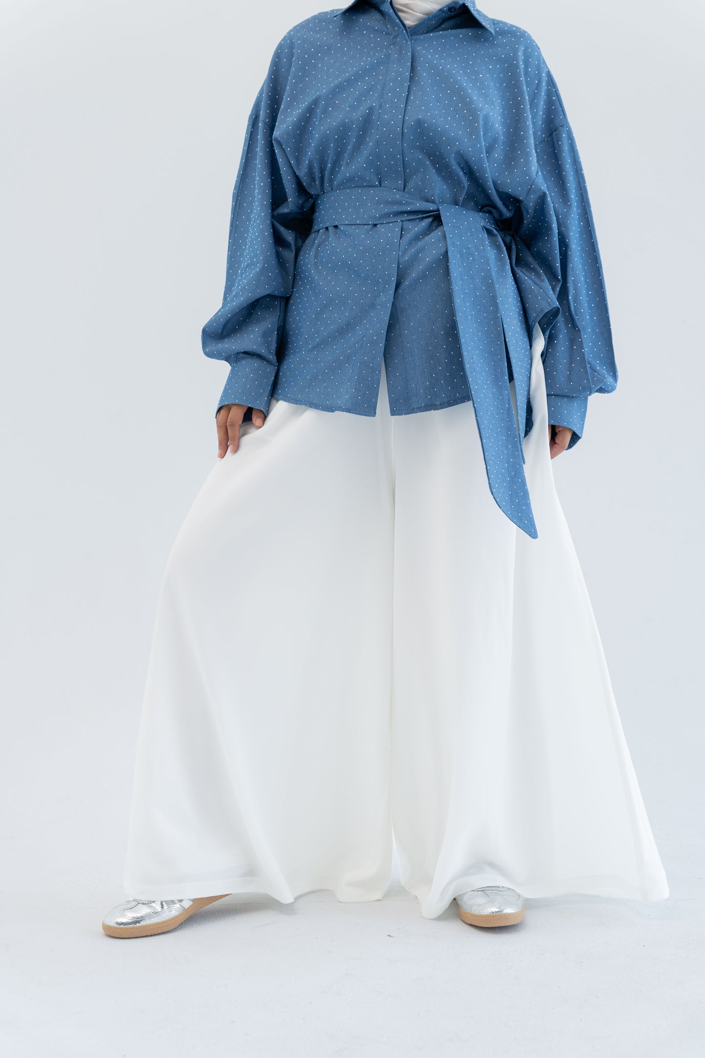 Crepe Wide Leg Pants - White