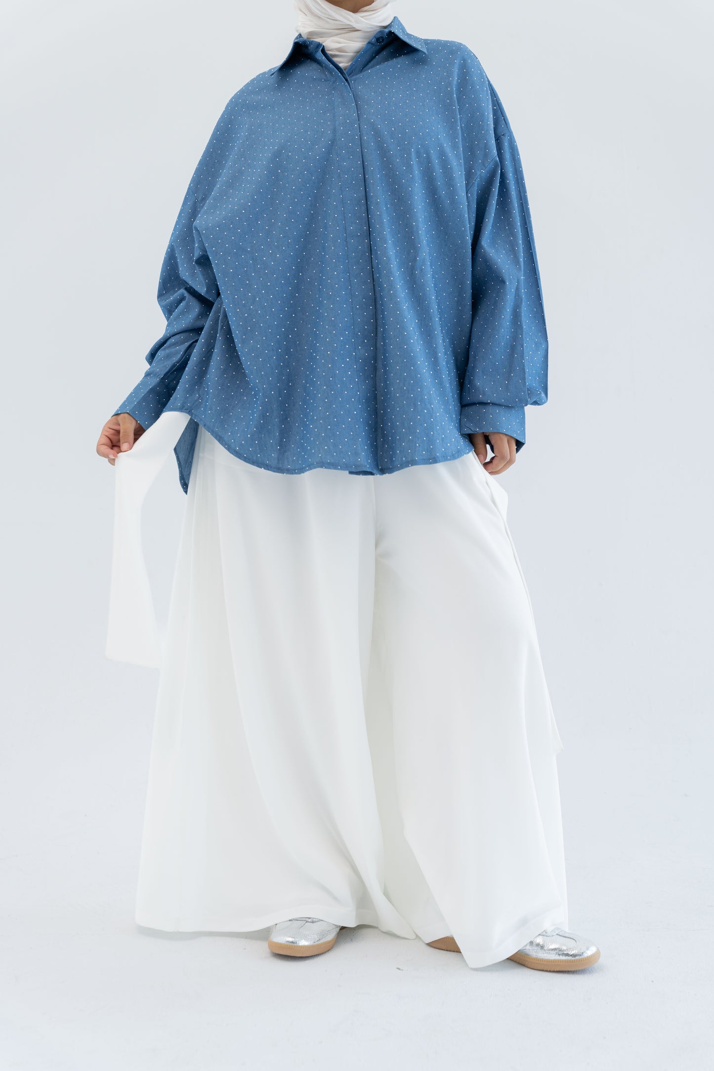 Crepe Wide Leg Pants - White