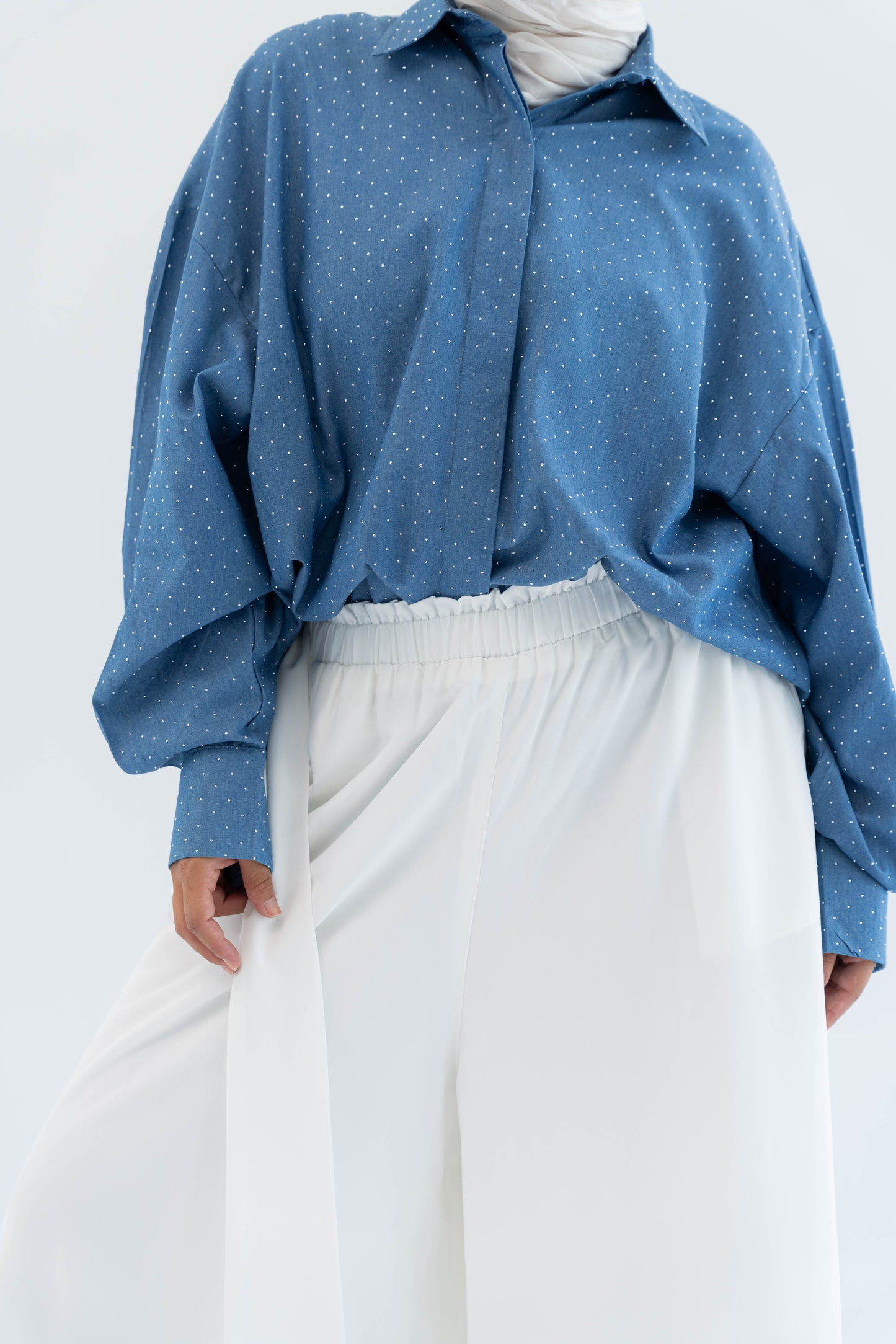 Crepe Wide Leg Pants - White