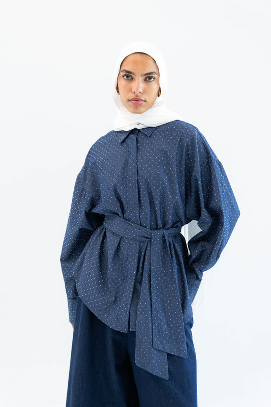 Glimmer Denim Shirt - Dark Blue