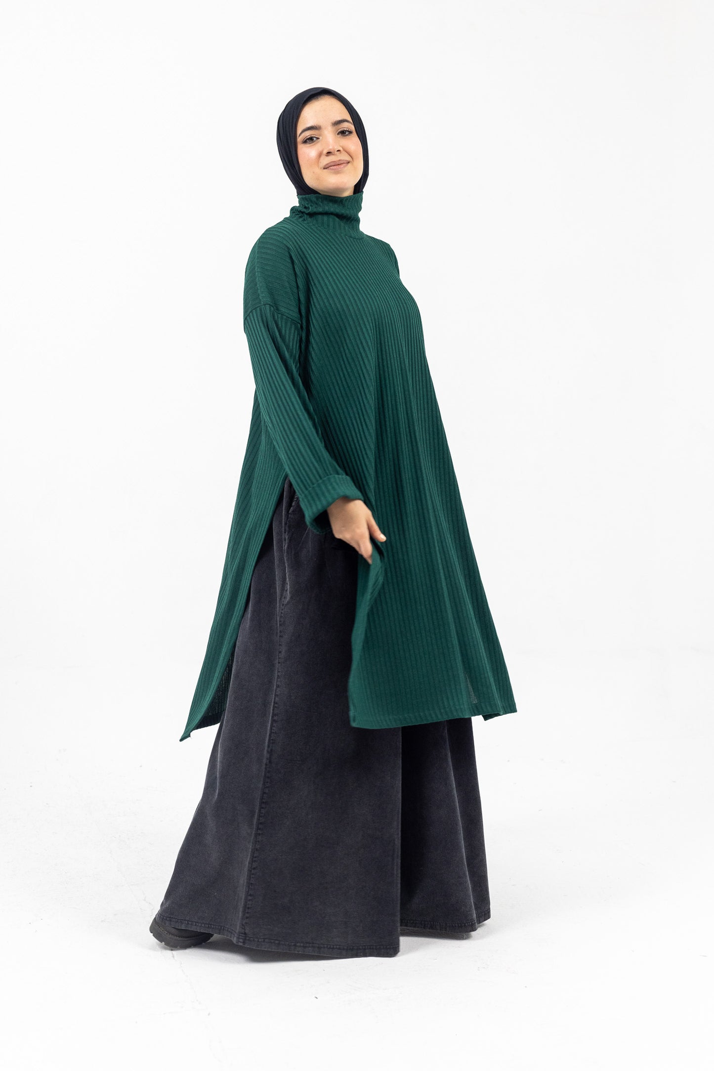 Ribbed Retreat Pullover - Green