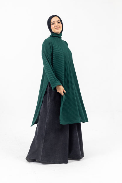 Ribbed Retreat Pullover - Green