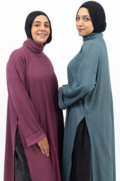 Ribbed retreat pullover - Teal