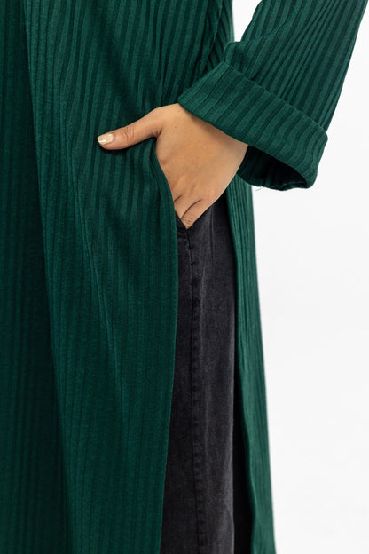 Ribbed Retreat Pullover - Green