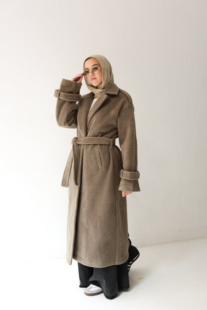 Mohair mantel coat - Olive