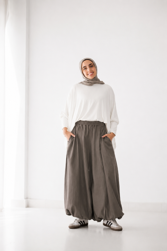 Balloon Linen Pants - Oreo