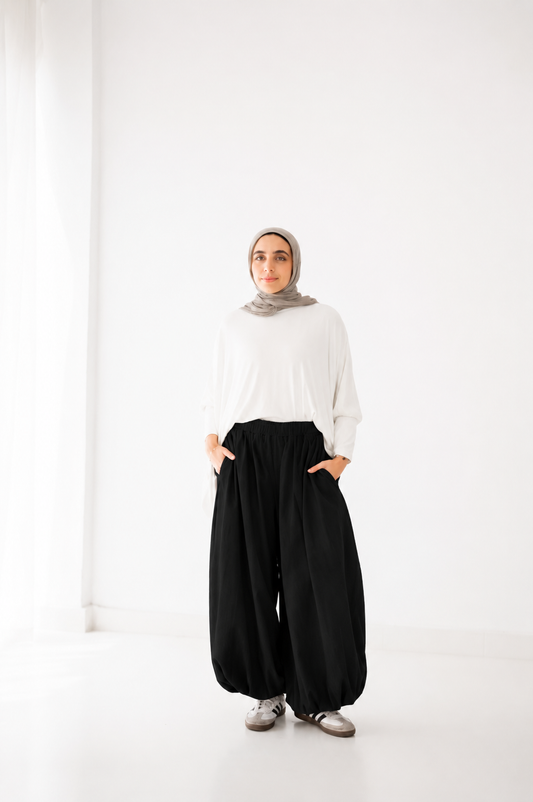 Balloon Linen Pants - Black